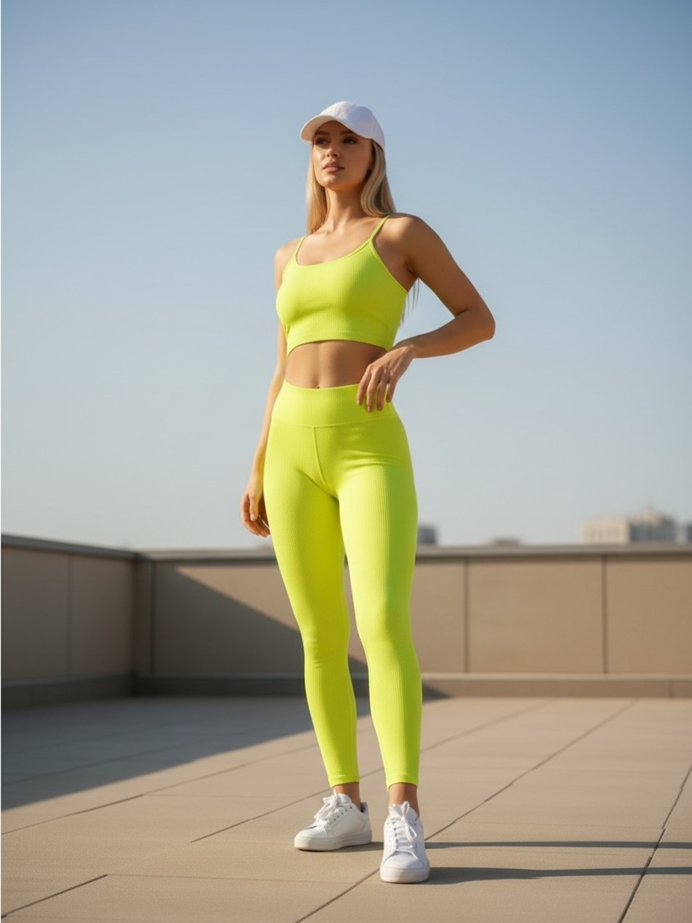 Aritzia Sunday Best Crop Tank in Neon Yellow Size M/L